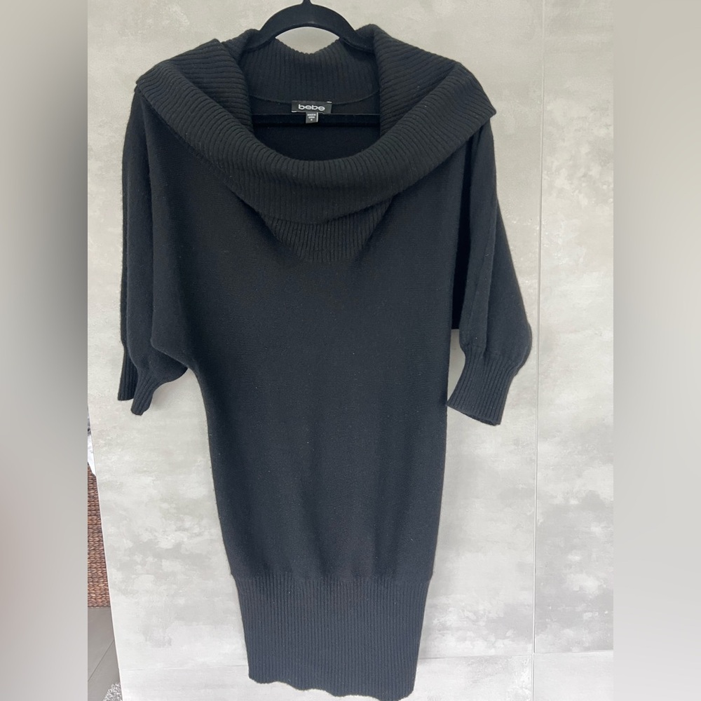 BEBE Cashmere dress black Small party cocktail evening dance office winter ski